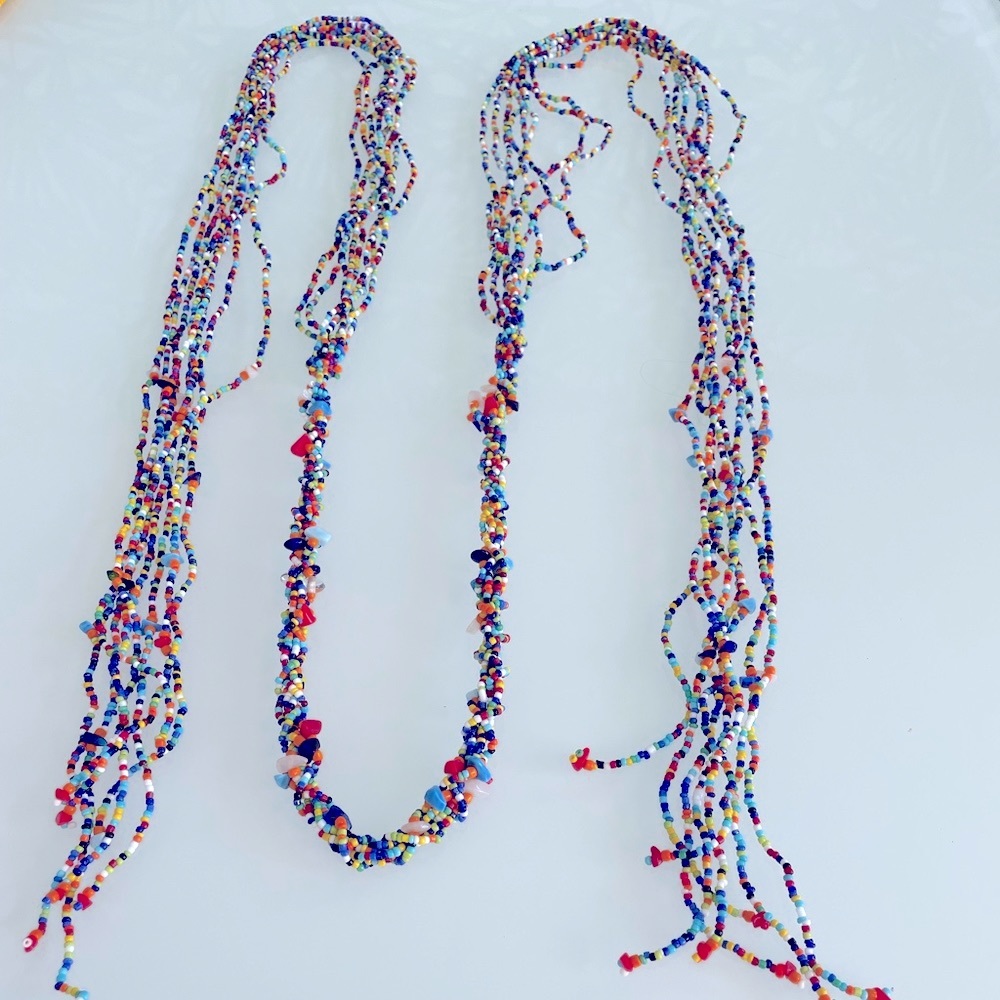Maasai Tribe multicolored beaded 6’ multistrand. Purchased in Kenya from tribe.